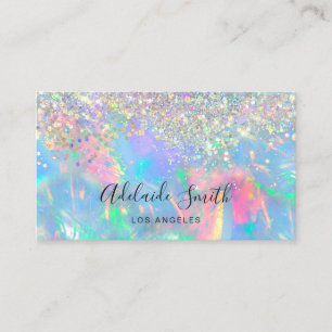 opal gemstone faux glitter business card