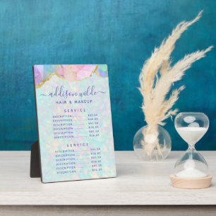 Opal Gemstone Pastel Business Price List Menu Plaque