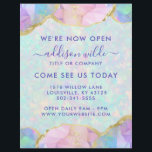 Opal Gemstone Pastel Modern Business Opening Flyer<br><div class="desc">Opal Gemstone Pastel Modern Business Opening Flyer. This design features colourful rainbow pastel opal gemstones in a contemporary artsy style accented with gold glitter edges. This bright girly design is perfect for any professional business woman looking for a fun artistic corporate idenity. Perfect for an event planner, makeup artist, hair...</div>