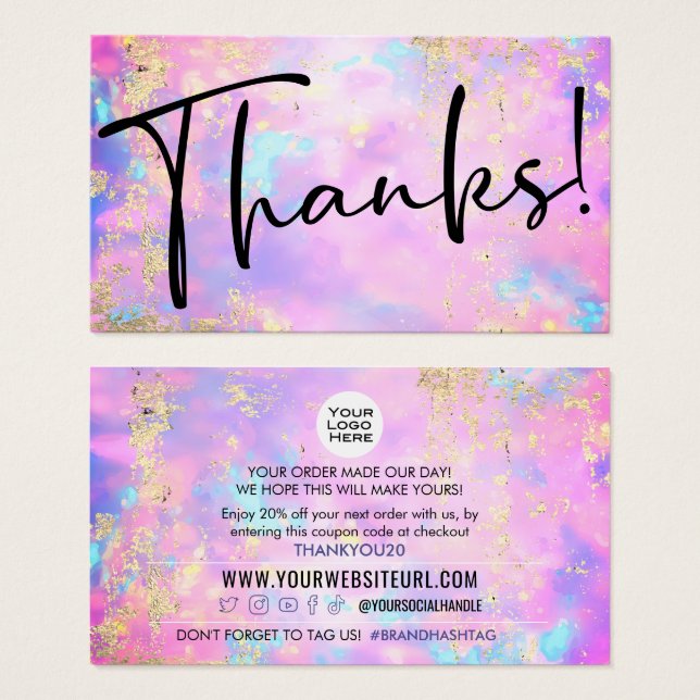 Opal Gold customer discount coupon code insert  (Front & Back)