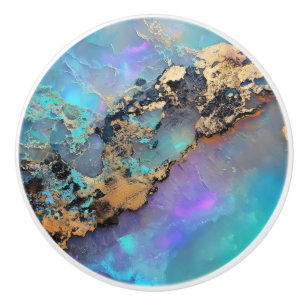 Opal Gold Gem Pattern Ceramic Knob