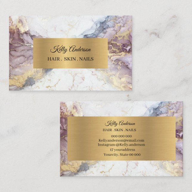Opal gold textures marble business card (Front/Back)