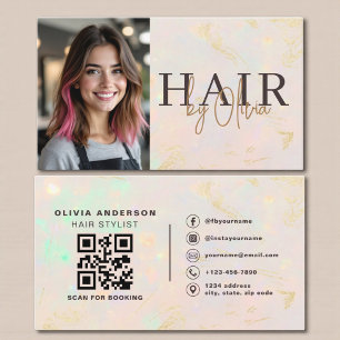 Opal Hair Stylist Photo QR Code  Business Card