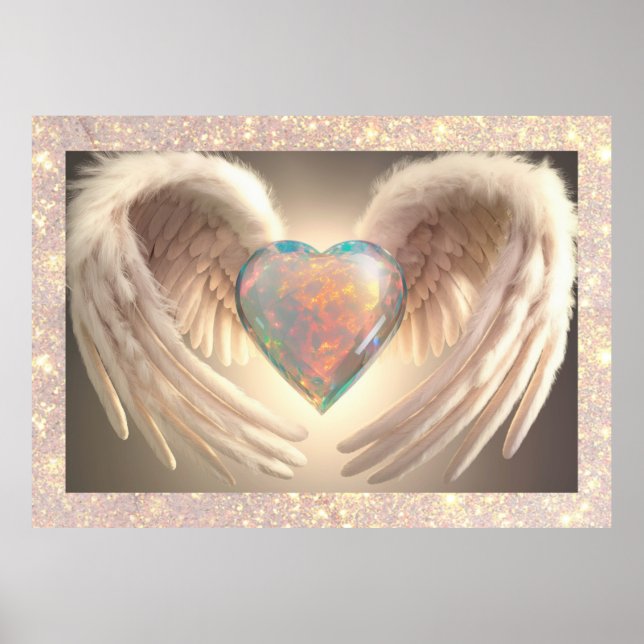 *~*~ Opal Heart Angel Wings Feather AP78 Poster (Front)