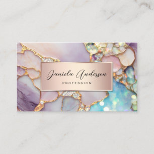 Opal Holographic & Gold Textures QR Code Jewellery Business Card