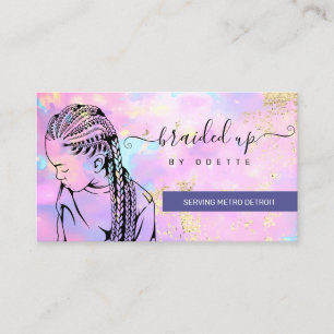 Opal Holographic Hair Braider Stylist Braid Salon Business Card