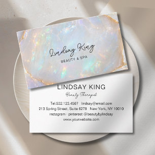 Opal Holographic Marble Salon Appointment Card