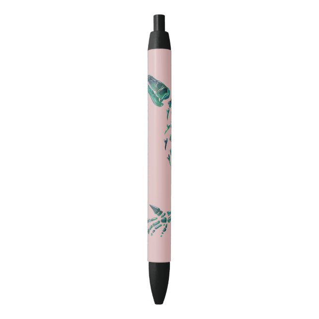 Opal Iguanodon Dinosaur Black Ink Pen (Front Vertical)