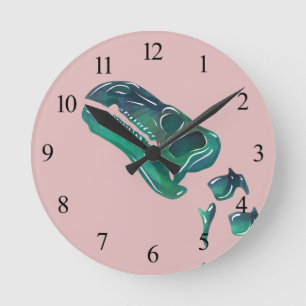 Opal Iguanodon Dinosaur Round Clock