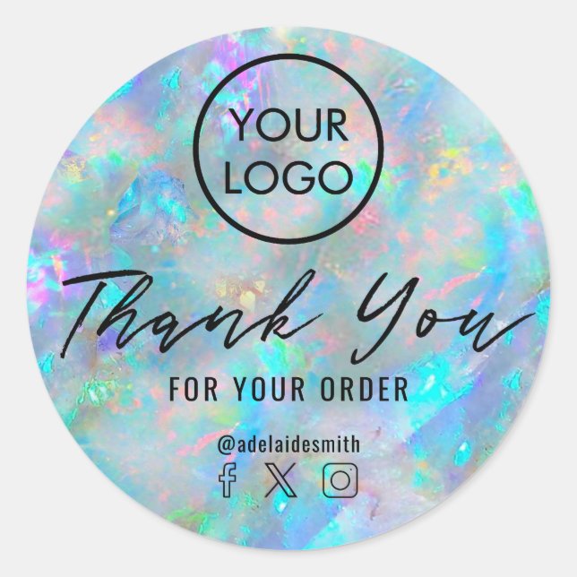 opal inspired texture thank you classic round sticker (Front)