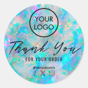 opal inspired texture thank you classic round sticker