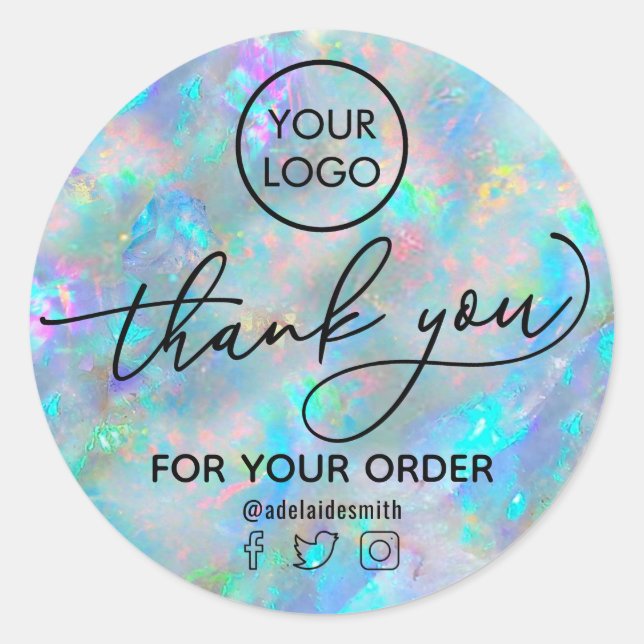 opal inspired thank you classic round sticker (Front)