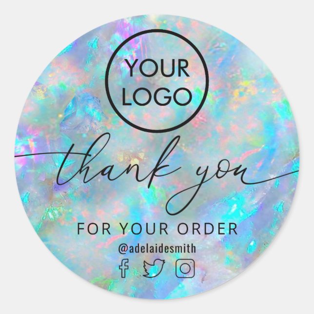 opal inspired thank you classic round sticker (Front)