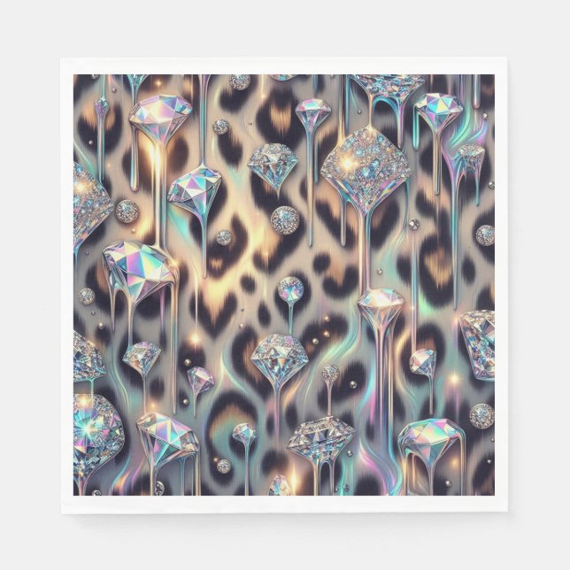 Opal Leopard Print Luxury Napkins (Front)