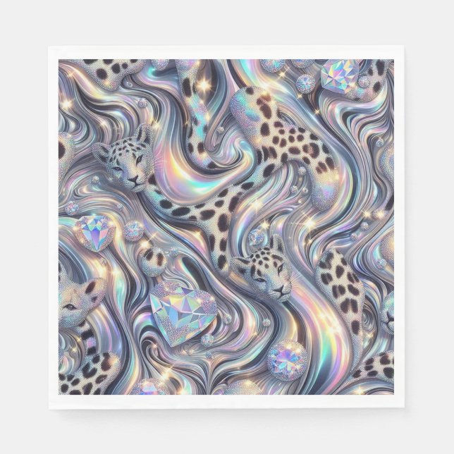 Opal Leopard Print Luxury Napkins (Front)