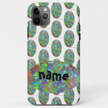 Opal Pattern iPhone case Oval Gemstone w Initial 