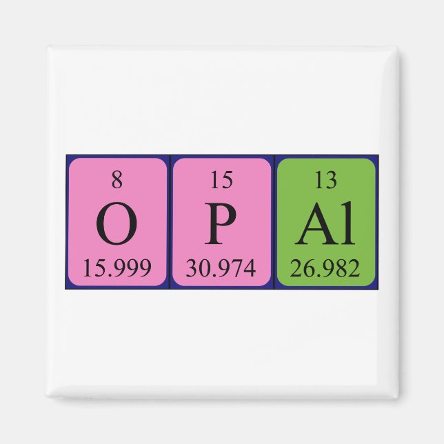 Opal periodic table name magnet (Front)