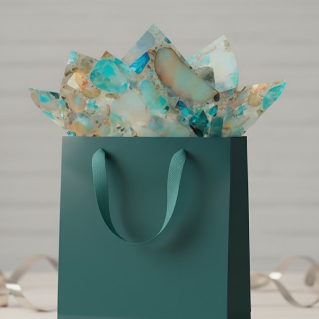 Opal Pretty Blue Aqua Gem Stone Tissue Paper (Creator Uploaded)