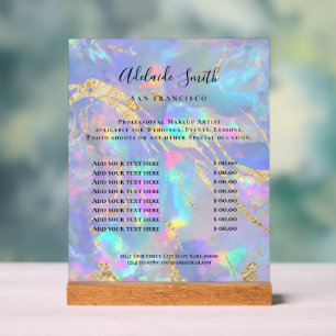 opal price list acrylic sign