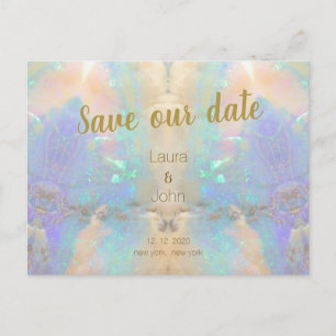 Opal Quartz Gem Save The Date Wedding Invitation Postcard