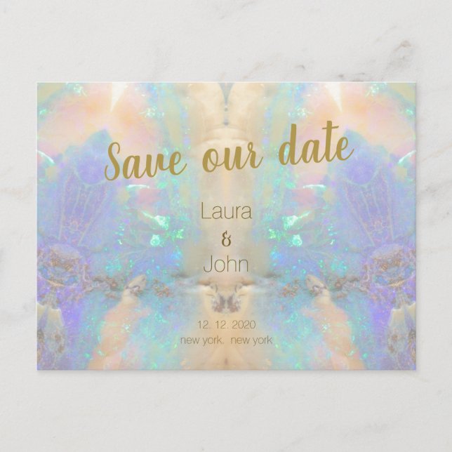 Opal Quartz Gem Save The Date Wedding Invitation Postcard (Front)