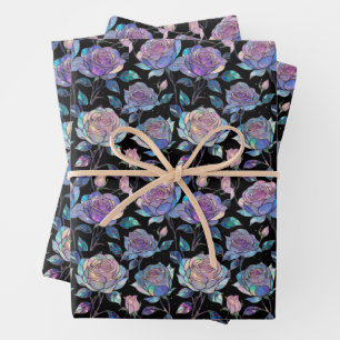 Opal Roses Wrapping Paper Flat Sheet Set of 3