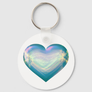 Opal Satin Heart Keychain