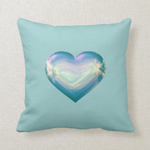 Opal satin heart throw pillow