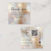 Opal stone and gold Thank You Card Order Insert