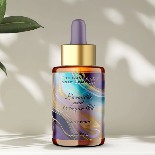 Opal Stone Background Cosmetics Dropper Bottle Label (Creator Uploaded)