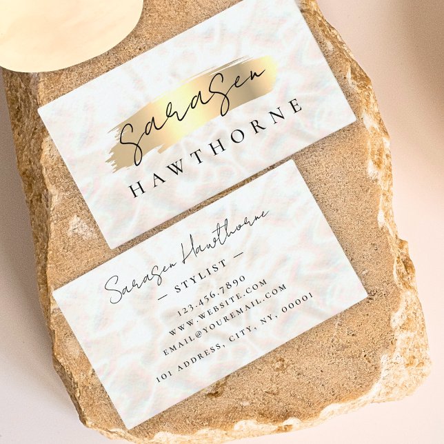 Opal Stone Gold Brush Stroke Luxury Business Card (Creator Uploaded)