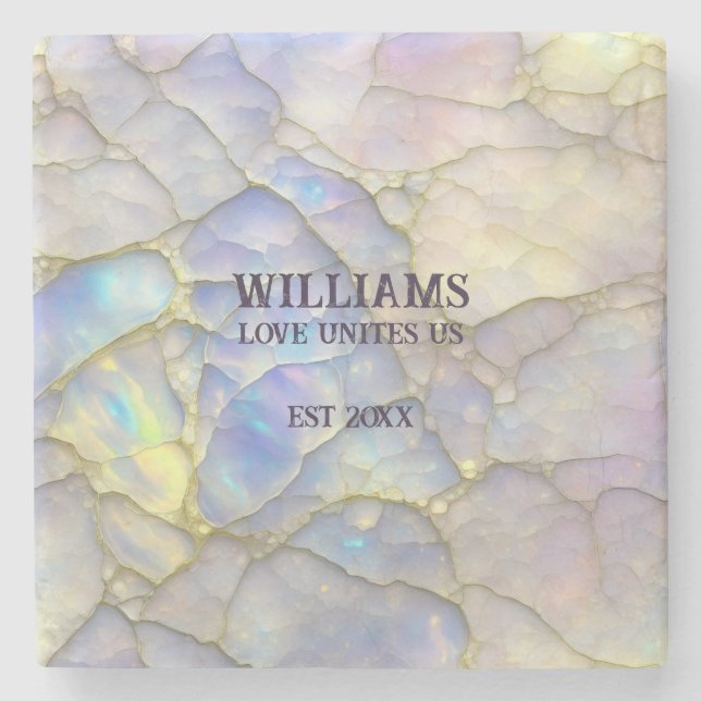 Opal Stone Pastel Purple Colour Personalized Coaster (Front)