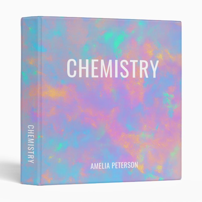 Opal Stone Texture Custom Chemistry School Binder (Front/Spine)