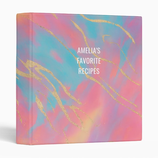 Opal Stone Texture Custom Favorite Recipes Binder (Front/Spine)