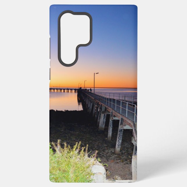 Opal Sunset: Sun Setting Over A Wharf, Samsung Galaxy S22 Ultra Case (Back)