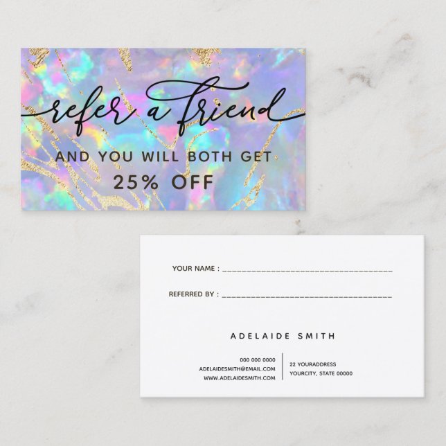 opal texture background referral card (Front/Back)