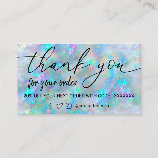 opal texture thank you business card (Front)