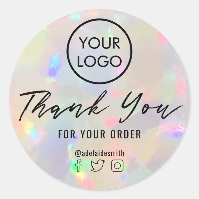 opal texture thank you classic round sticker (Front)