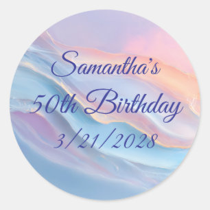Opalescent Gemstone Art 50th Birthday Classic Round Sticker