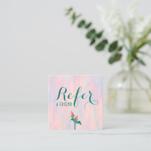 Opalescent Pastel Lotus Flower Massage Therapist Referral Card (Standing Front)