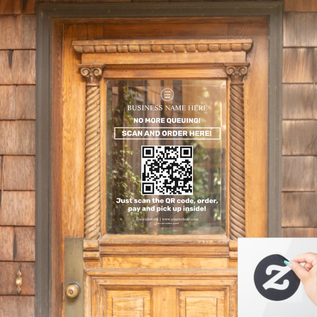 Opaque | QR Code Menu Scan Order Transparent Window Cling (Home Door)