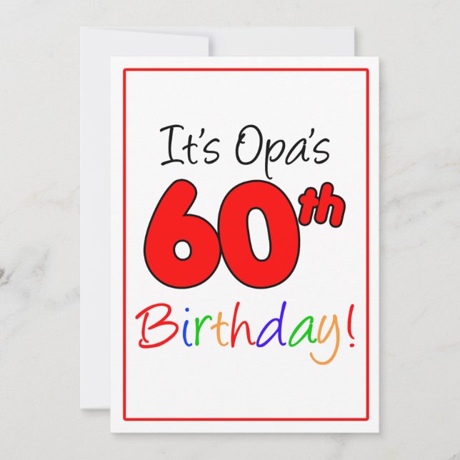 Opa's 60th Milestone Birthday Party Celebration Invitation (Front)