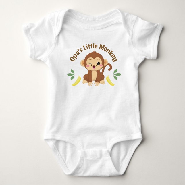 Opa's Little Monkey Baby Bodysuit (Front)