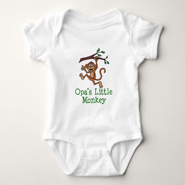 Opa's Little Monkey Baby Bodysuit (Front)