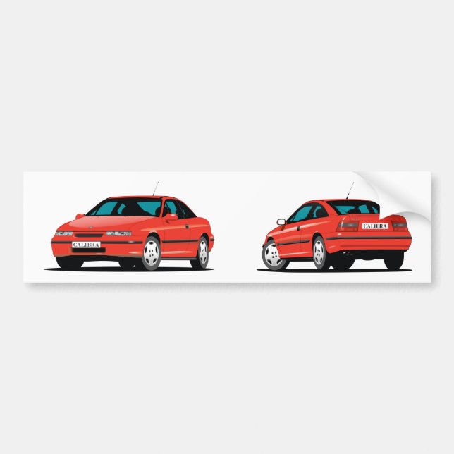 Opel Calibra front and back in red Bumper Sticker (Front)