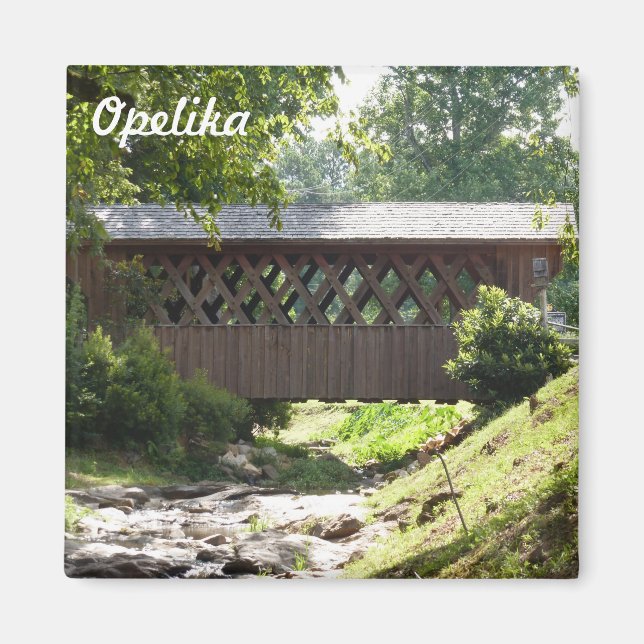 Opelika Alabama Covered Bridge Photo Magnet (Front)