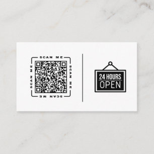 Open 24/7 Customizable QR code And Logo Template Business Card