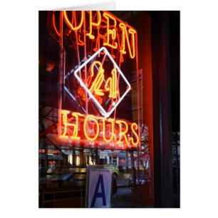 Open 24 Heures Neon Diner Sign NYC Photography
