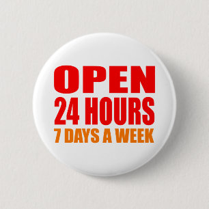 Open 24 Hours 2 Inch Round Button
