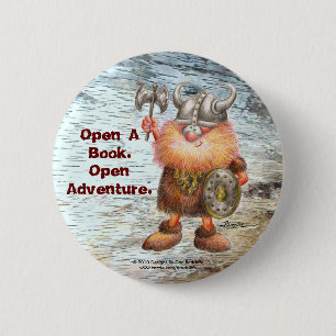 Open A Book. Open Adventure. 2 Inch Round Button